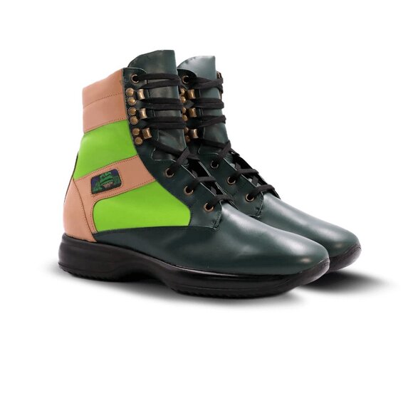 SUBDUED JUNGLE Hi-Top Walking Sneaker By Clifton Cason (US)  Made in Italy